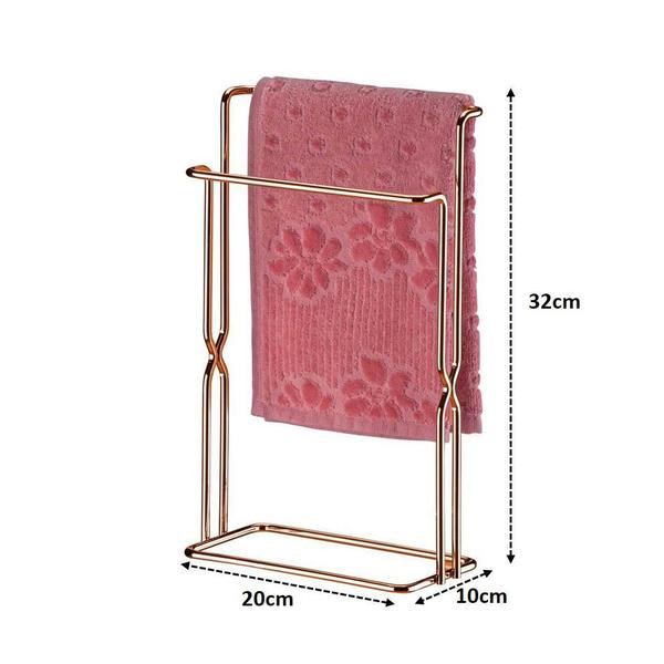 Imagem de Toalheiro Duplo Bancada Porta Toalha Rosto Rosé Cobre Banheiro - 1171rg Future