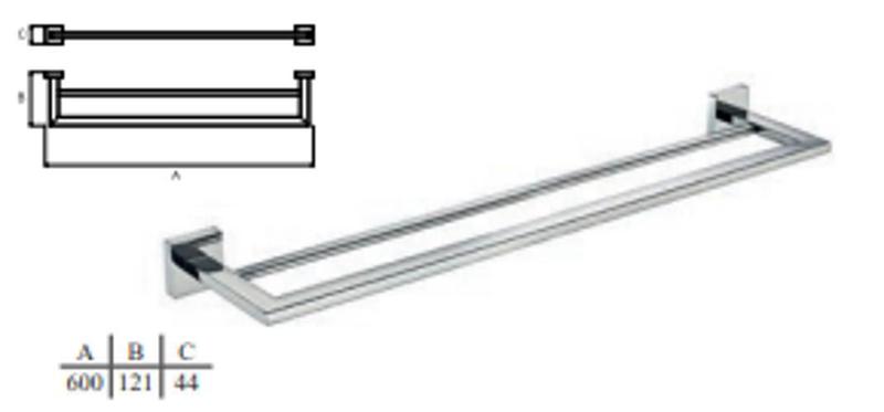 Imagem de Toalheiro Duplo Reto 60Cm Inox Polido Eterna Italy Line