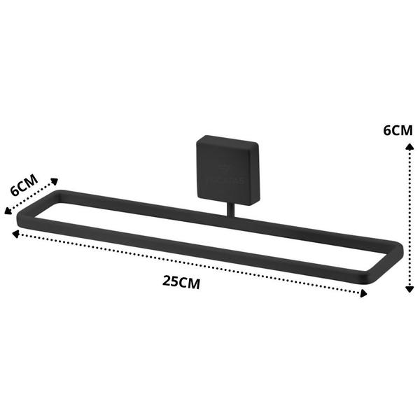 Imagem de Toalheiro Porta Toalha Banheiro Com Fixação Preto Fosco