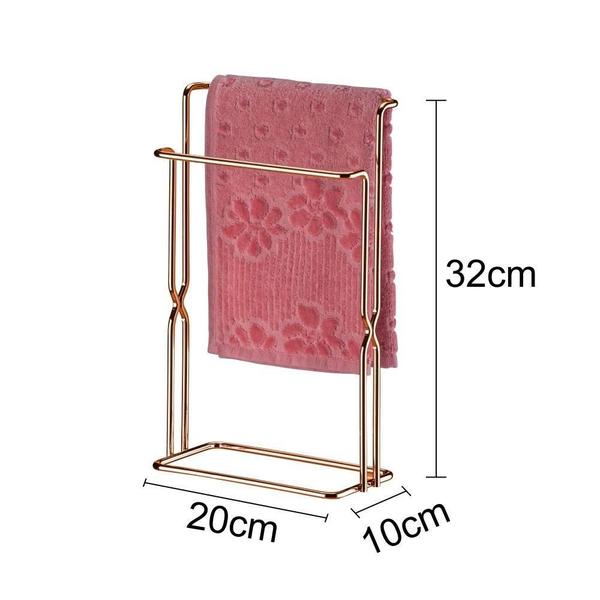 Imagem de Toalheiro Porta Toalha Rosto Banheiro Lavabo Bancada 32 Cm Rosè Gold