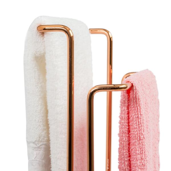 Imagem de Toalheiro Porta Toalha Rosto Banheiro Lavabo Bancada 32 Cm Rosè Gold