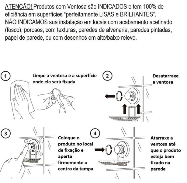 Imagem de Toalheiro Porta Toalha Rosto Banheiro Ventosa Cromado Future