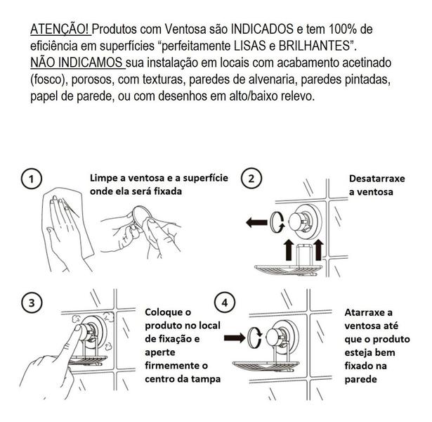 Imagem de Toalheiro Porta Toalha Rosto Ventosa Banheiro Cromado 25cm