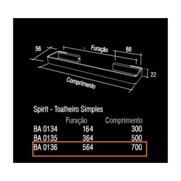 Imagem de Toalheiro porta toalha spirit zen design simples 700mm (70 cm) preto fosco