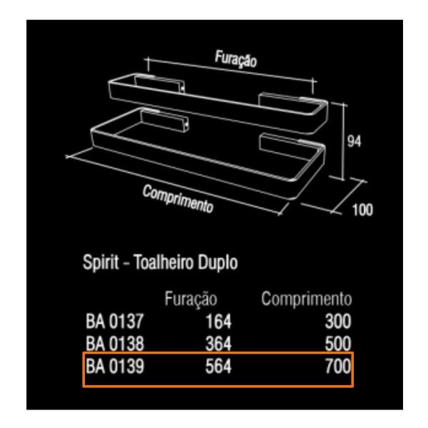 Imagem de Toalheiro Porta Toalha Spirit Zen Duplo 700Mm Inox Polido