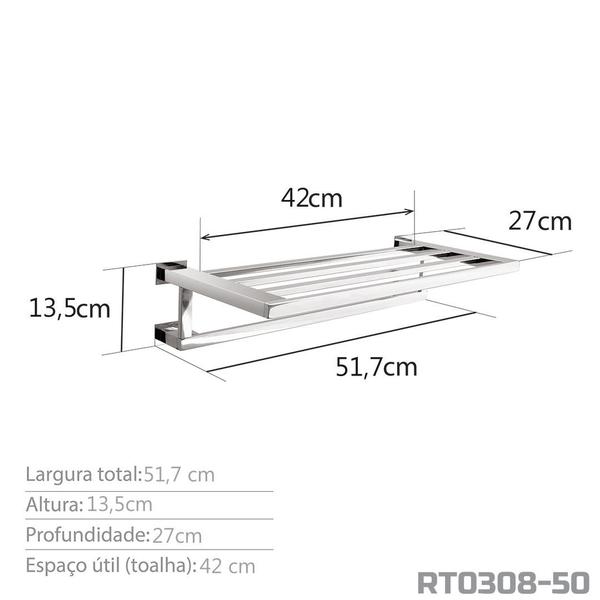 Imagem de Toalheiro Rack 50 Cm Inox - Kromus RT0308-50