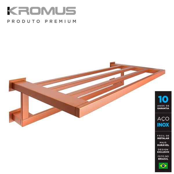 Imagem de Toalheiro Rack 50 cm Inox Rose Gold - Kromus RT0308-50R