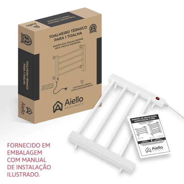 Toalheiro Térmico Bivolt Pequeno Branco Lado Direito Aiello - Tecnolatina Imagem de Toalheiro Térmico Bivolt Pequeno Branco Lado Direito Aiello