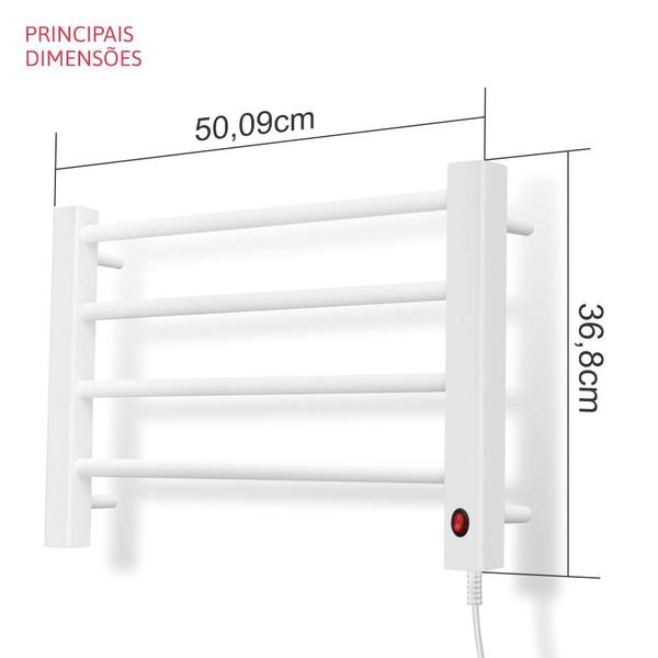 Toalheiro Térmico Bivolt Pequeno Branco Lado Direito Aiello - Tecnolatina Imagem de Toalheiro Térmico Bivolt Pequeno Branco Lado Direito Aiello