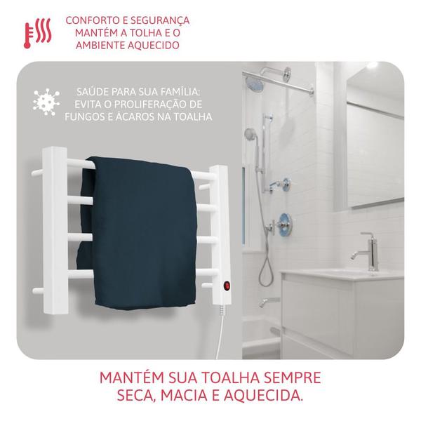 Toalheiro Térmico Bivolt Pequeno Branco Lado Direito Aiello - Tecnolatina Imagem de Toalheiro Térmico Bivolt Pequeno Branco Lado Direito Aiello