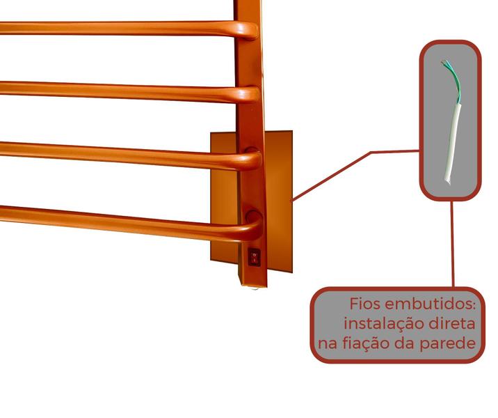 Imagem de Toalheiro Termico Perqueno Bronze 220V Fio Oculto Direito