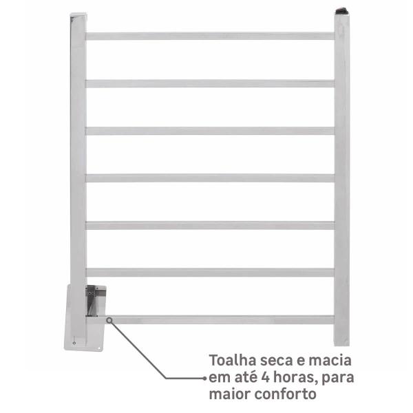 Imagem de Toalheiro Térmico Quada Fio Oculto Bivolt Crismoe Secador de Toalhas Elétrico Aquecido Inox