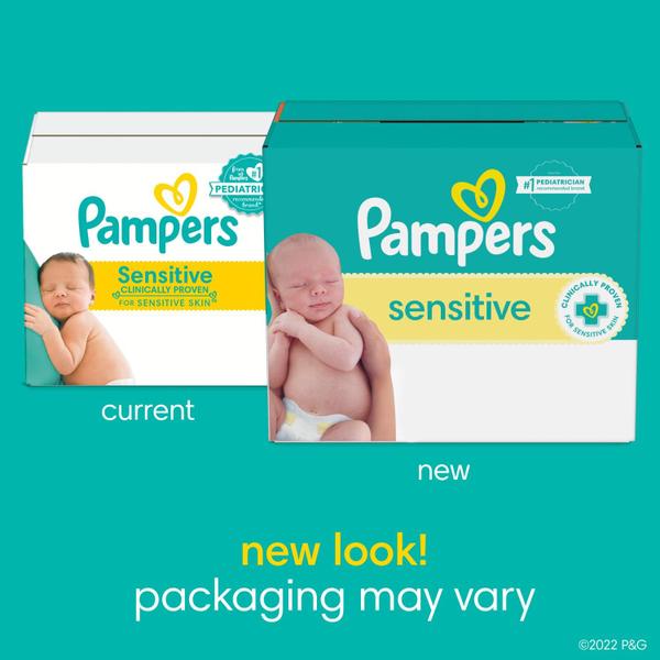 Imagem de Toalhetes Pampers Sensitive à base de água, hipoalergênicos, sem perfume