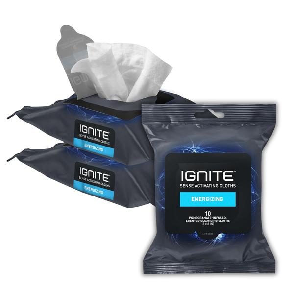 Imagem de Toalhetes úmidos Medline Ignite, chuveiro corporal masculino, 8 x 8 polegadas, 10 unidades x 3