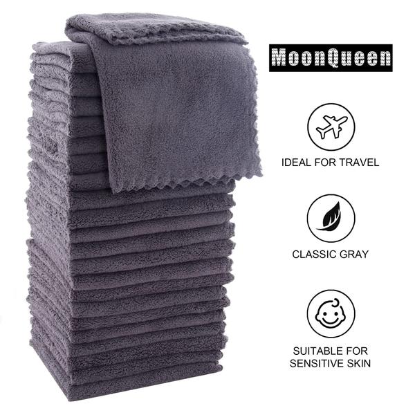 Imagem de Toalhinhas MOONQUEEN Ultra Soft Premium 30x30cm, pacote com 24 unidades, cinza