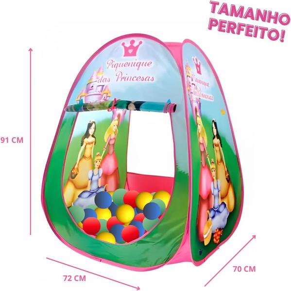 Toca Barraca Infantil Piquenique das Princesas Rosa com 50 Bolinhas - beplace kids Imagem de Toca Barraca Infantil Piquenique das Princesas Rosa com 50 Bolinhas