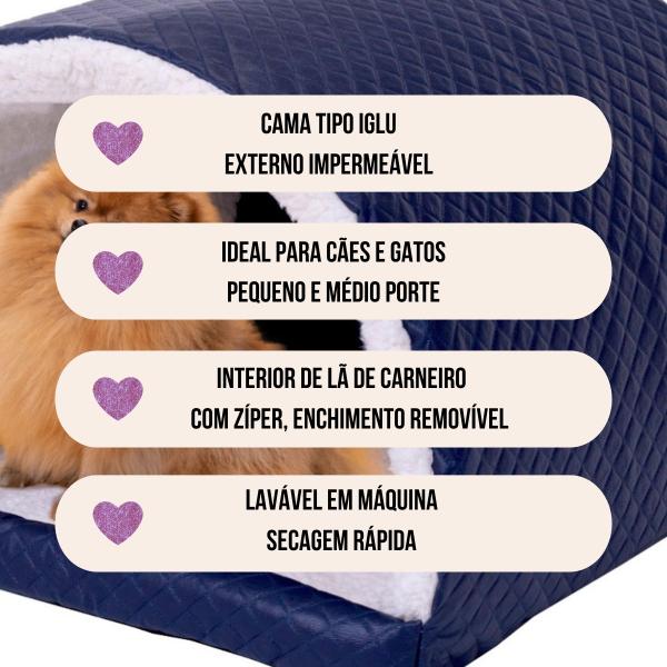 Imagem de Toca Iglu Pet Tenda Cama Impermeável Lavável Sherpa com Zíper