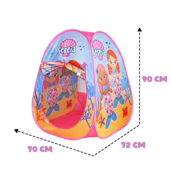 Imagem de Toca Infantil Acampamento Casinha Sereias Portátil Instantânea Rosa - Dm Toys