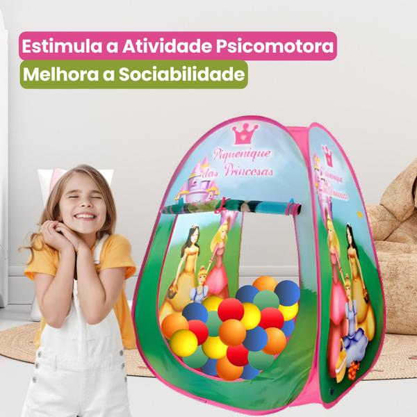 Imagem de Toca Tenda Barraca Infantil Princesa Dobravel Com Bolinhas Coloridas