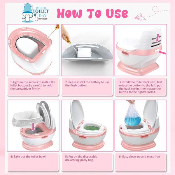 Imagem de Toddler Potty Training Toilet 711TEK, tamanho maior, rosa