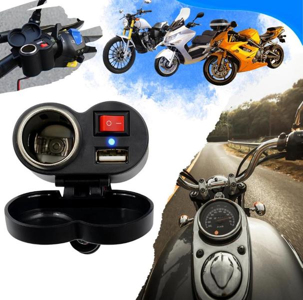 Imagem de Tomada 12v E Usb 5v Para Moto Carregador De Celular Gps A Prova D'gua Motocicleta