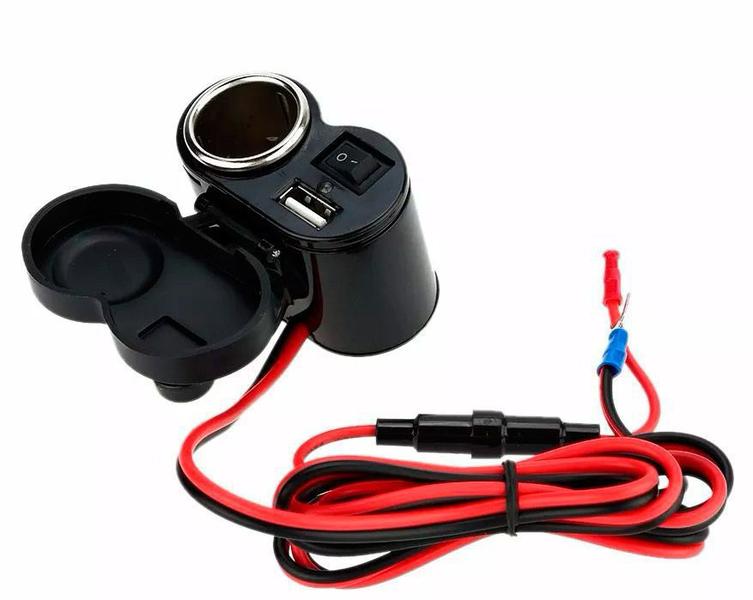 Imagem de Tomada 12v e Usb Para Moto Carregador Celular no Cinzeiro