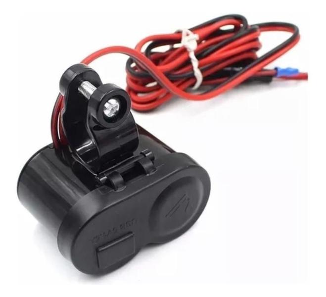 Imagem de Tomada 12V Usb 5V Moto Carregador Cel Isqueiro Prova De Agua