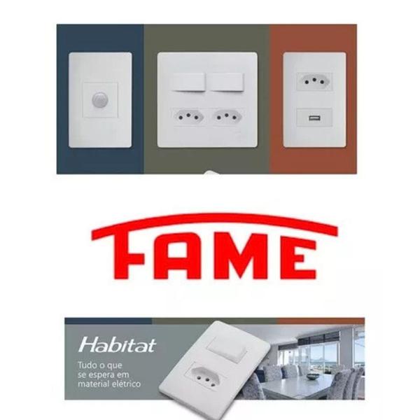 Imagem de Tomada 2p+T 10a/250v com placa 4x2 Fame Habitat - Kit 6 un