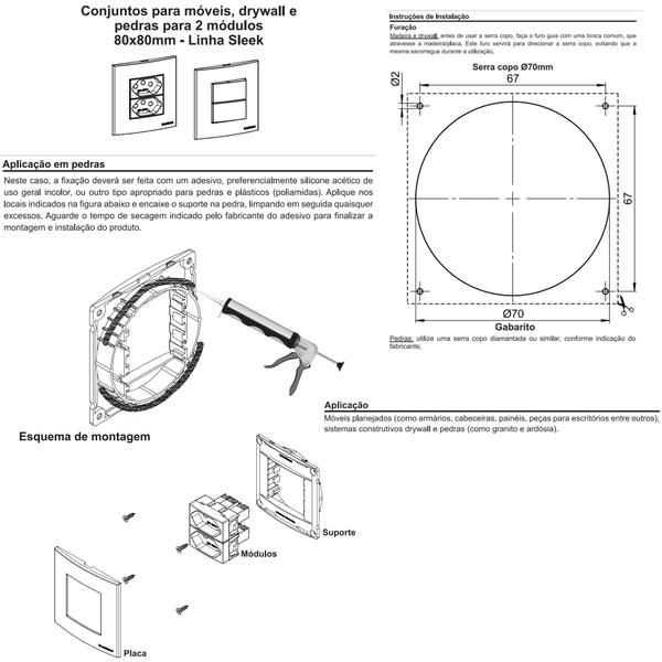 Imagem de Tomada 3 Pinos 10a + Rede RJ45 Cat5e Marrom Móvel Marmore Drywall Gesso Granito Móveis Pedra Embutir Margirius