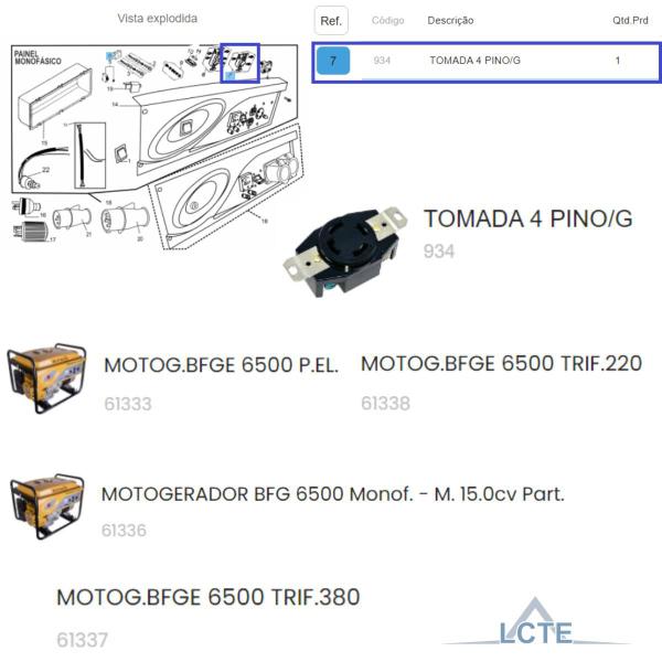 Imagem de Tomada 4 Pino P/ Motogerador BFGE De Energia 2500 Buffalo