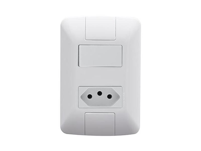 Imagem de Tomada 6A e Interruptor 10A Simples Aria Branco Tramontina 4209