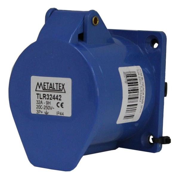 Imagem de Tomada Blindada De Embutir 3 Polos + Terra 32A 250V Azul TLR32442 Metaltex