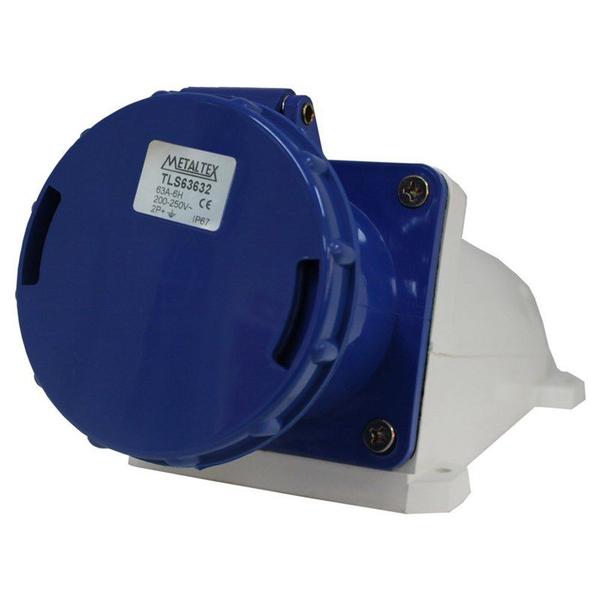 Imagem de Tomada Blindada Sobrepor 2P+T 63A 250V Azul Metaltex