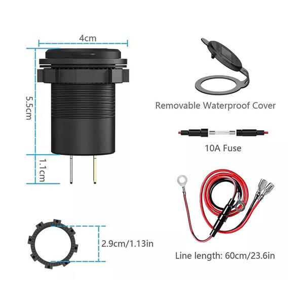 Imagem de Tomada Carregador Duplo Usb Veicular LE- 6821 12v/24v Veicular 2 Saídas 1.0a E 2.1a