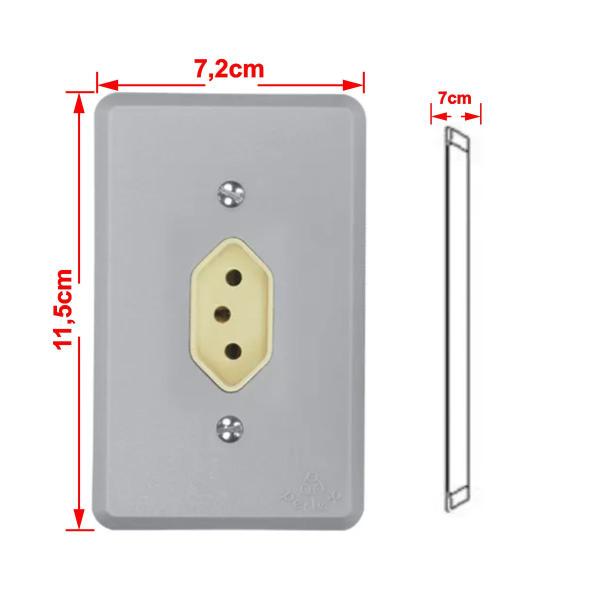 Imagem de Tomada De 20A 4x2 Perlex Fixa Com Placa Cinza 1 Tomada