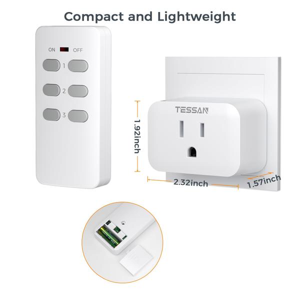 Imagem de Tomada de controle remoto TESSAN Wireless Electrical 15A