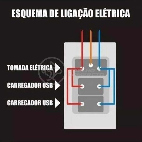 Imagem de Tomada de Parede 1 Entrada Fonte 2 USB 5v Smart House Casa Inteligente Carregador Celular 10A Bivolt