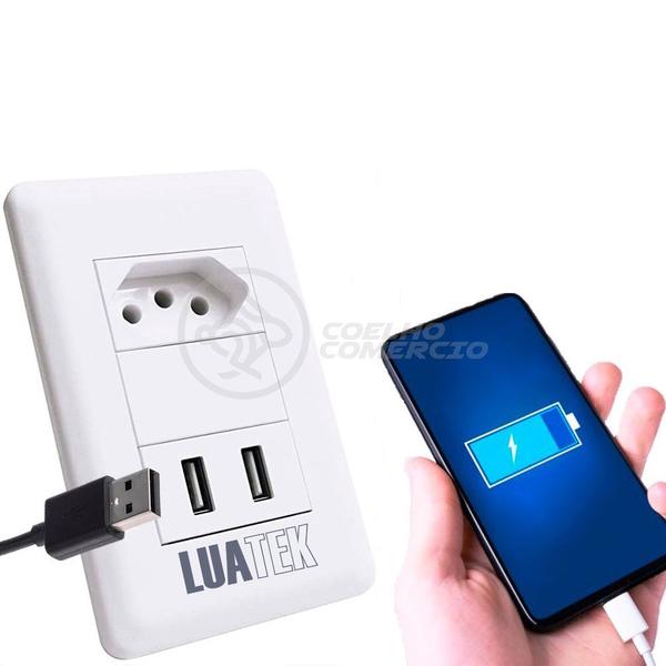 Imagem de Tomada de Parede 1 Entrada Fonte 2 USB 5v Smart House Casa Inteligente Carregador Celular 10A Bivolt