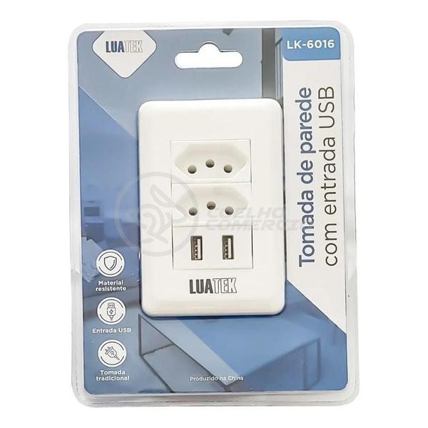 Imagem de Tomada de Parede 2 Entrada Fonte 2 USB 5v Smart House Casa Inteligente Carregador Celular 10A Bivolt