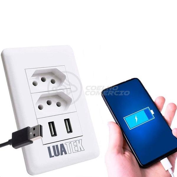 Imagem de Tomada de Parede 2 Entrada Fonte 2 USB 5v Smart House Casa Inteligente Carregador Celular 10A Bivolt