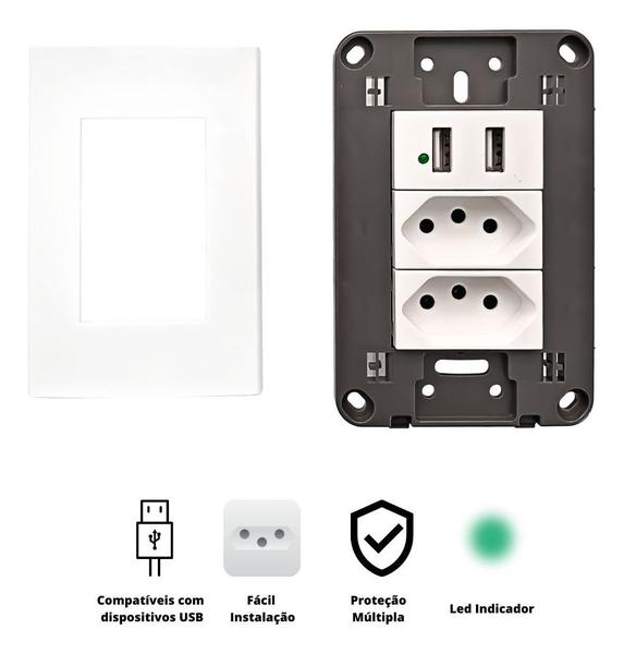 Imagem de Tomada de Parede com Entradas USB para Carregar seus Gadgets