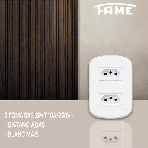 Imagem de Tomada Dupla 20 Amperes Módulo Branco Fame Blanc+ Kit C/ 3