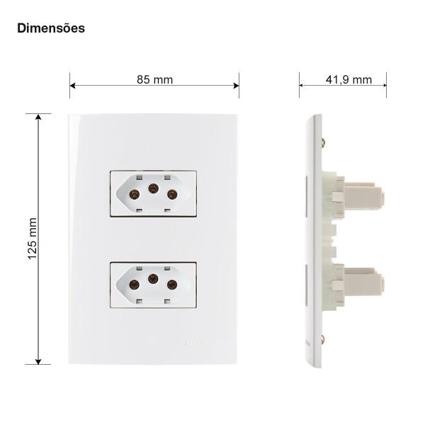 Imagem de Tomada Dupla 20a 2p+t 4x2 Branca Margirius Sleek