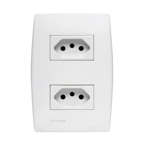 Imagem de Tomada Dupla 2P+T 10 Amperes 250 Volts Branca Linha Ilus 5UB99053 - SOPRANO 