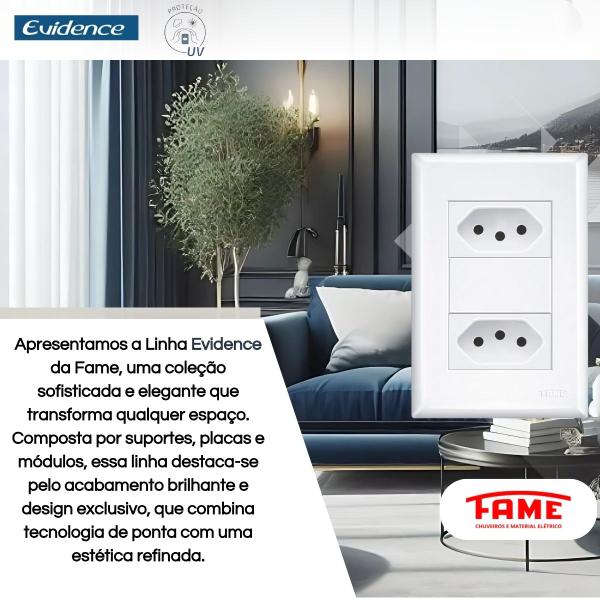 Imagem de Tomada Dupla Padrao 2p+t 4x2 10a Evidence - Fame