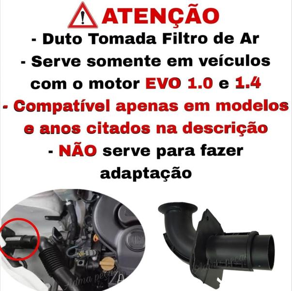 Tomada Duto Filtro de Ar Fiat Uno Vivace 1.0 Evo 2011 2012 2013 2014 2015 2016 Original Imagem de Tomada Duto Filtro de Ar Fiat Uno Vivace 1.0 Evo 2011 2012 2013 2014 2015 2016 Original