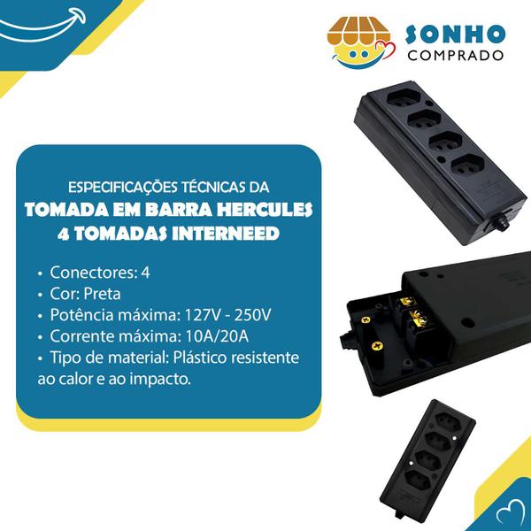 Imagem de Tomada em Barra Hercules 4 Tomadas 066538 InterNEED