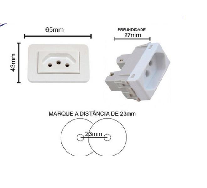 Imagem de Tomada Embutir para Móveis 10a Preta Ou Branca Lumitek