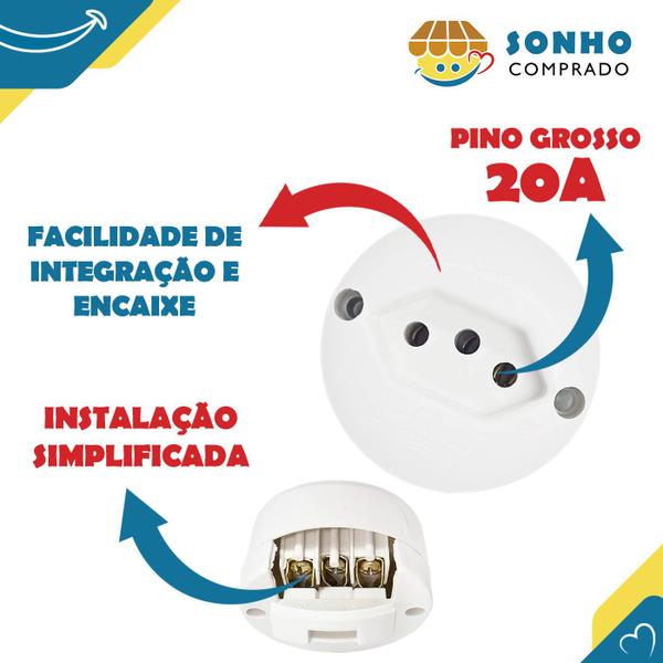 Imagem de Tomada externa 2P+T 20A branco 1320004 FLP