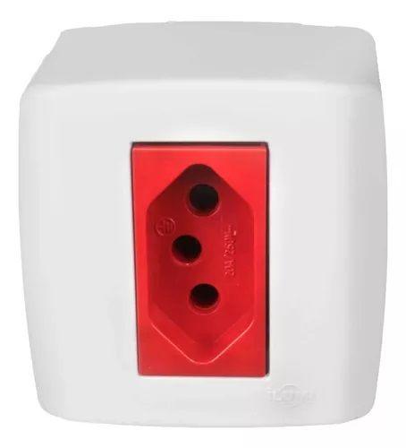 Imagem de Tomada fixa sobrepro biv 2p+t 20a - 250v- vermelho - ilumi box br